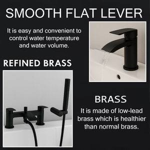 Arko Capri Basin Mixer Tap & Bath Shower Set with Bath Waste – Black