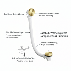 ARKO Waterfall Basin Mixer Tap, Bath Filler & Thermostatic Mixer Shower Set with Bath Waste – Brass