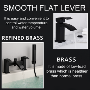 Arko Vista Basin Mixer Tap & Bath Shower Set with Bath Waste – Black