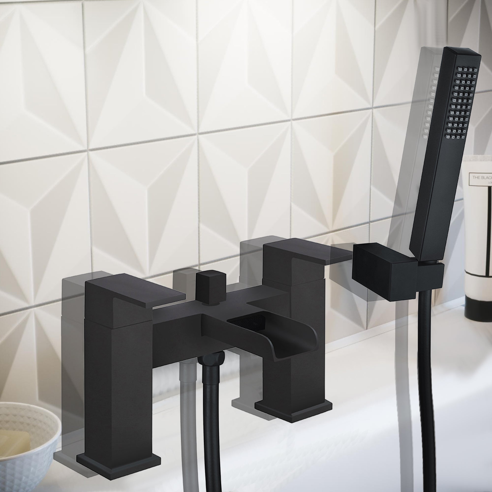 Waterfall Bath Shower Mixer Tap with Shower Kit – Black