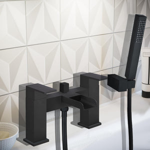 Waterfall Bath Shower Mixer Tap with Shower Kit – Black