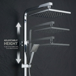 Arko Modern Square Thermostatic Shower – Chrome