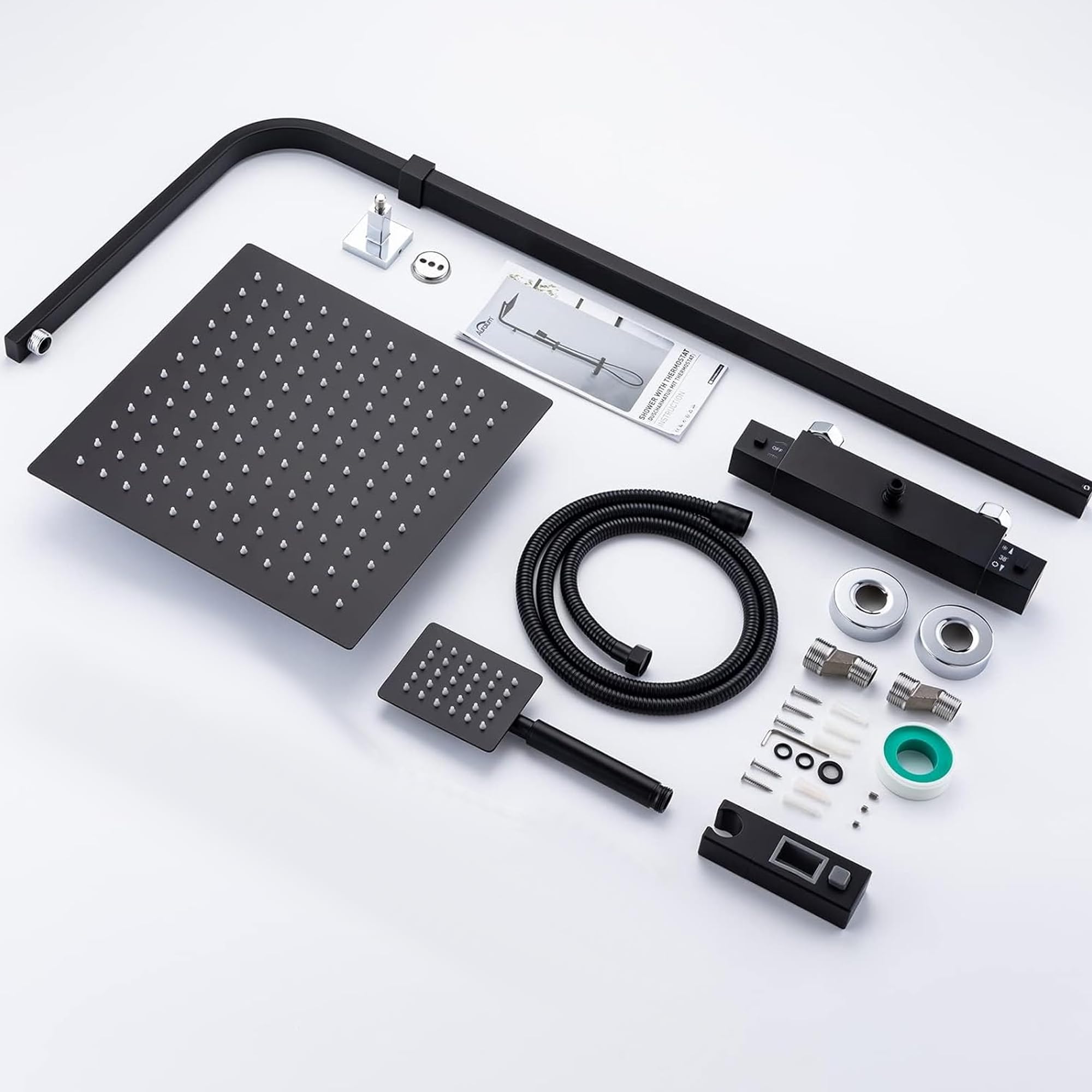 Arko Bathroom Waterfall Mixer Shower & Basin Mixer Tap Sets with Bath Shower Waste – Black