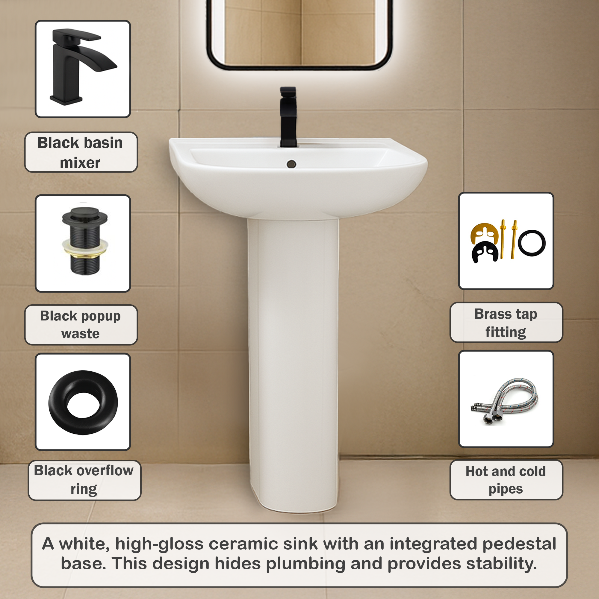 Arko Vista Complete Bathroom Suite -  Black