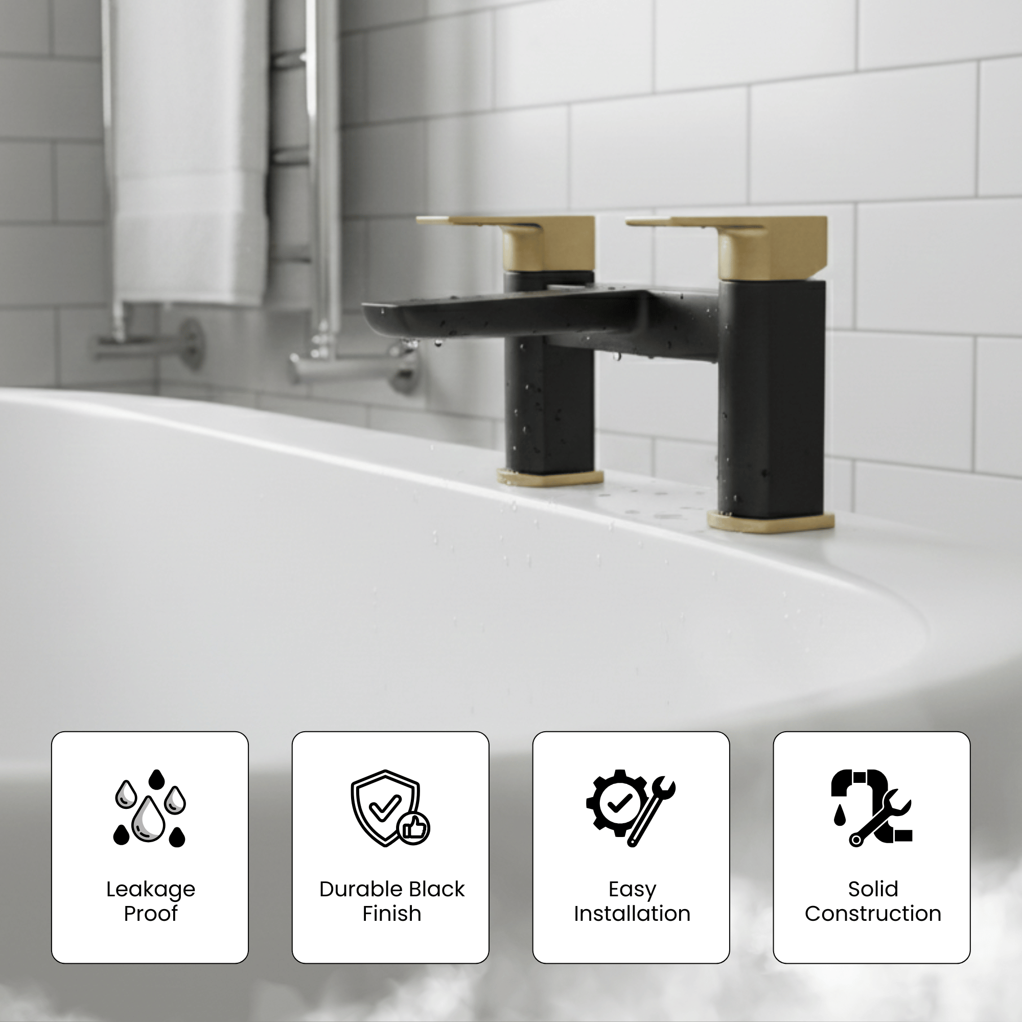 ARKO bath mixer tap, Thermostatic Bath Mixer Tap - BLACK & BRASS