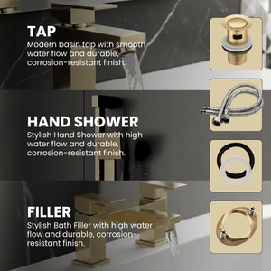 ARKO Verda Bath Filler & Hand Shower Set – Brass