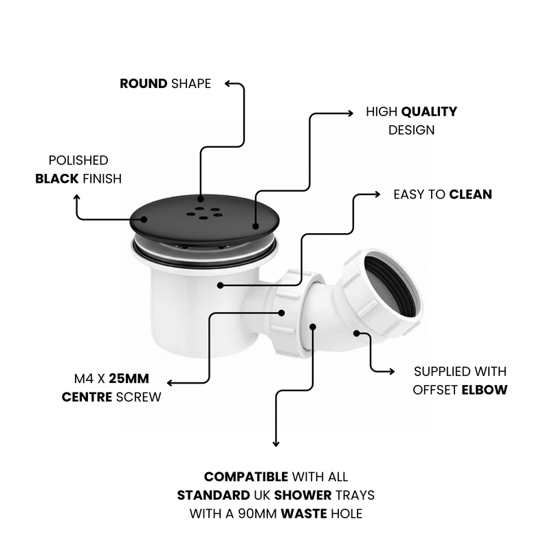 Arko Bathroom Vista Mixer Shower & Basin Mixer Tap Sets with Bath Shower Waste – Black