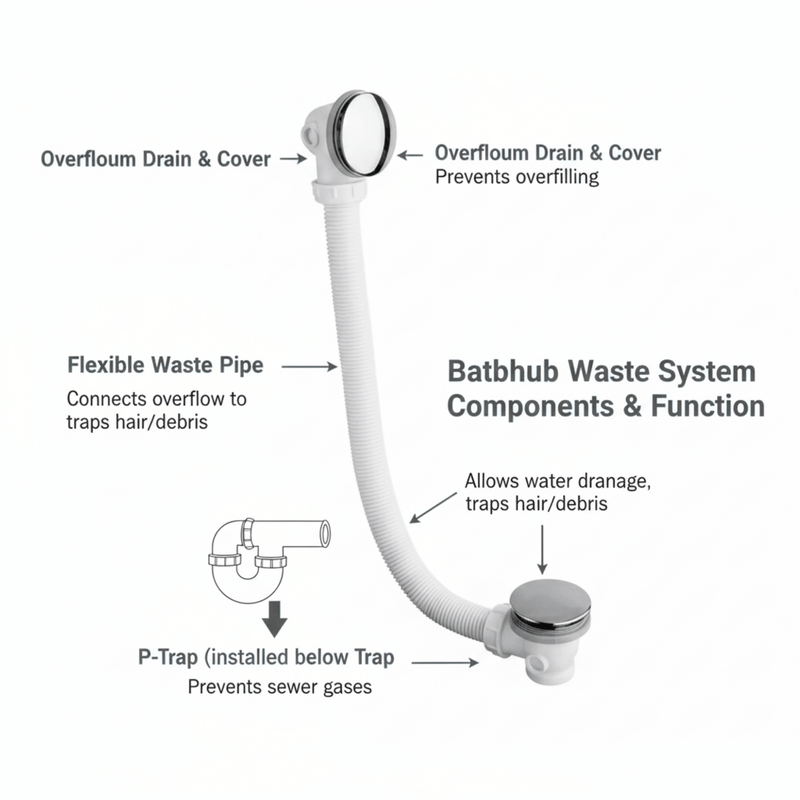 Arko Vista Bath and Basin Mixer Tap with Bath Waste Set - Chrome