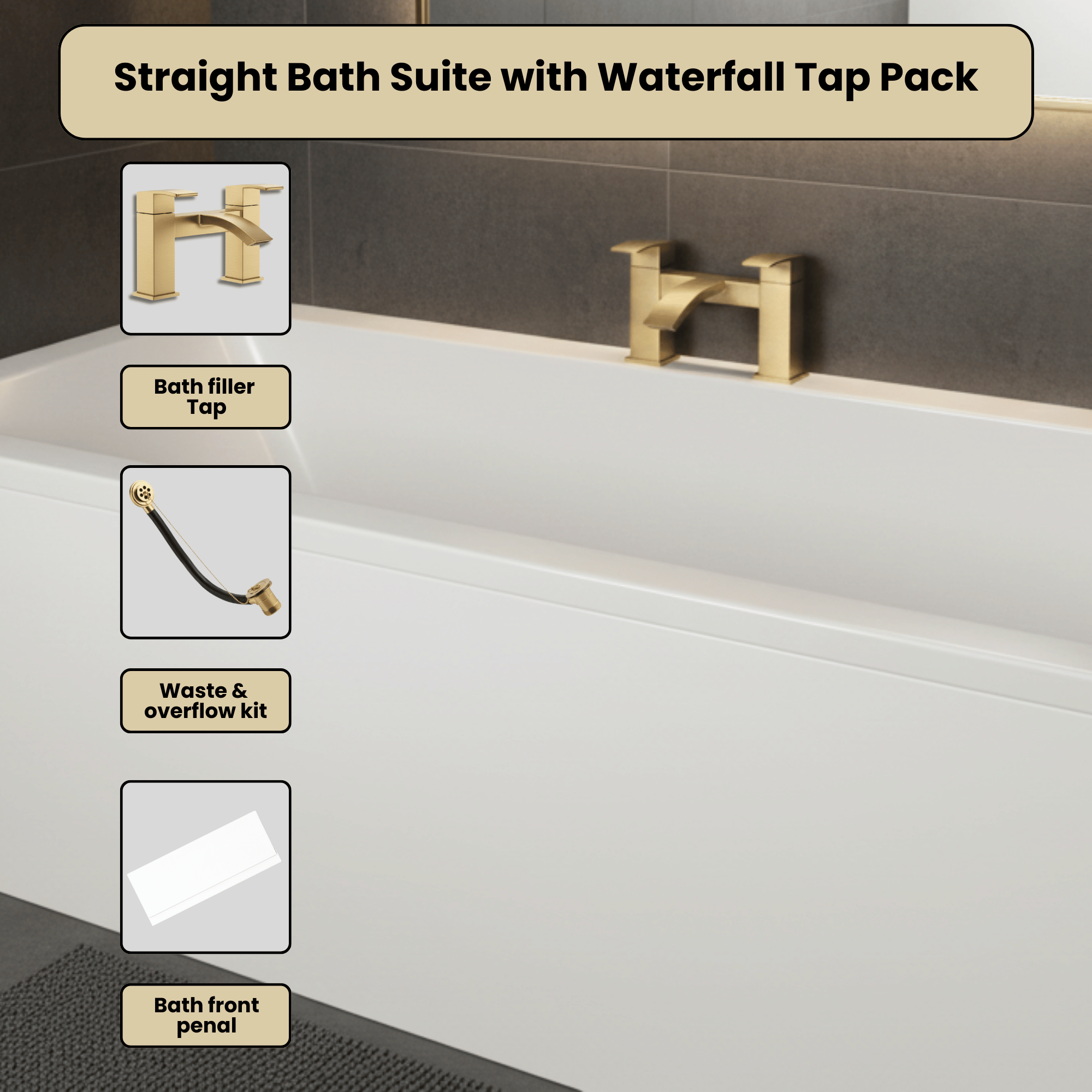 Arko Vista Complete Bathroom Suite -  Brass