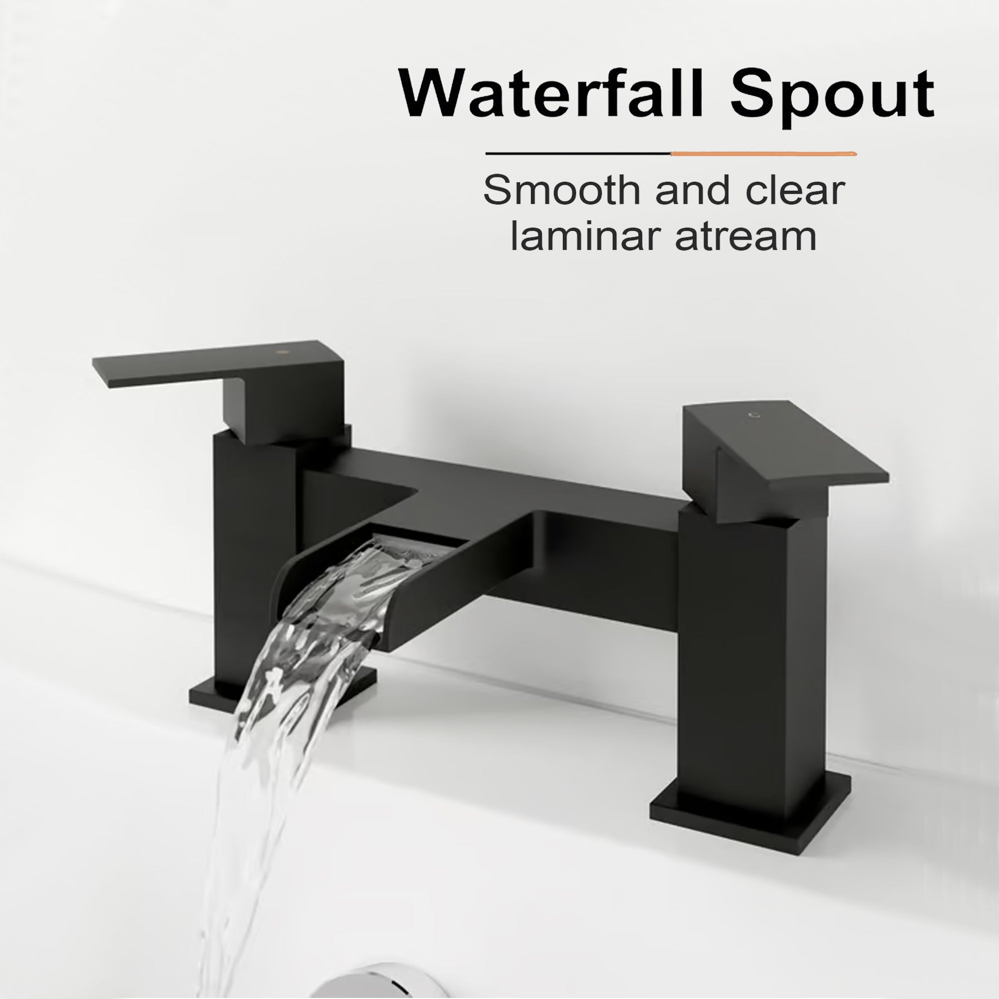 Waterfall Modern Bath Filler Taps- Black