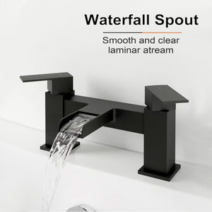 Waterfall Modern Bath Filler Taps- Black