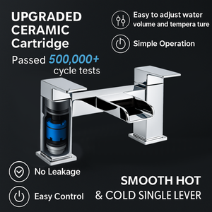 Arko Waterfall Bath and Basin Mixer Tap with Bath Waste Set -Chrome