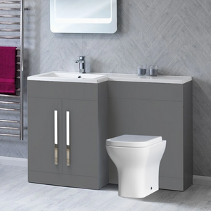 Arko Tana 1100mm Bathroom Vanity Unit Set Basin Sink Toilet WC Right Hand Furniture Storage - Grey