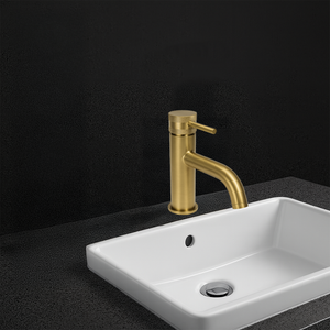 Round Mono Basin Mixer Tap – Brushed Brass Finish