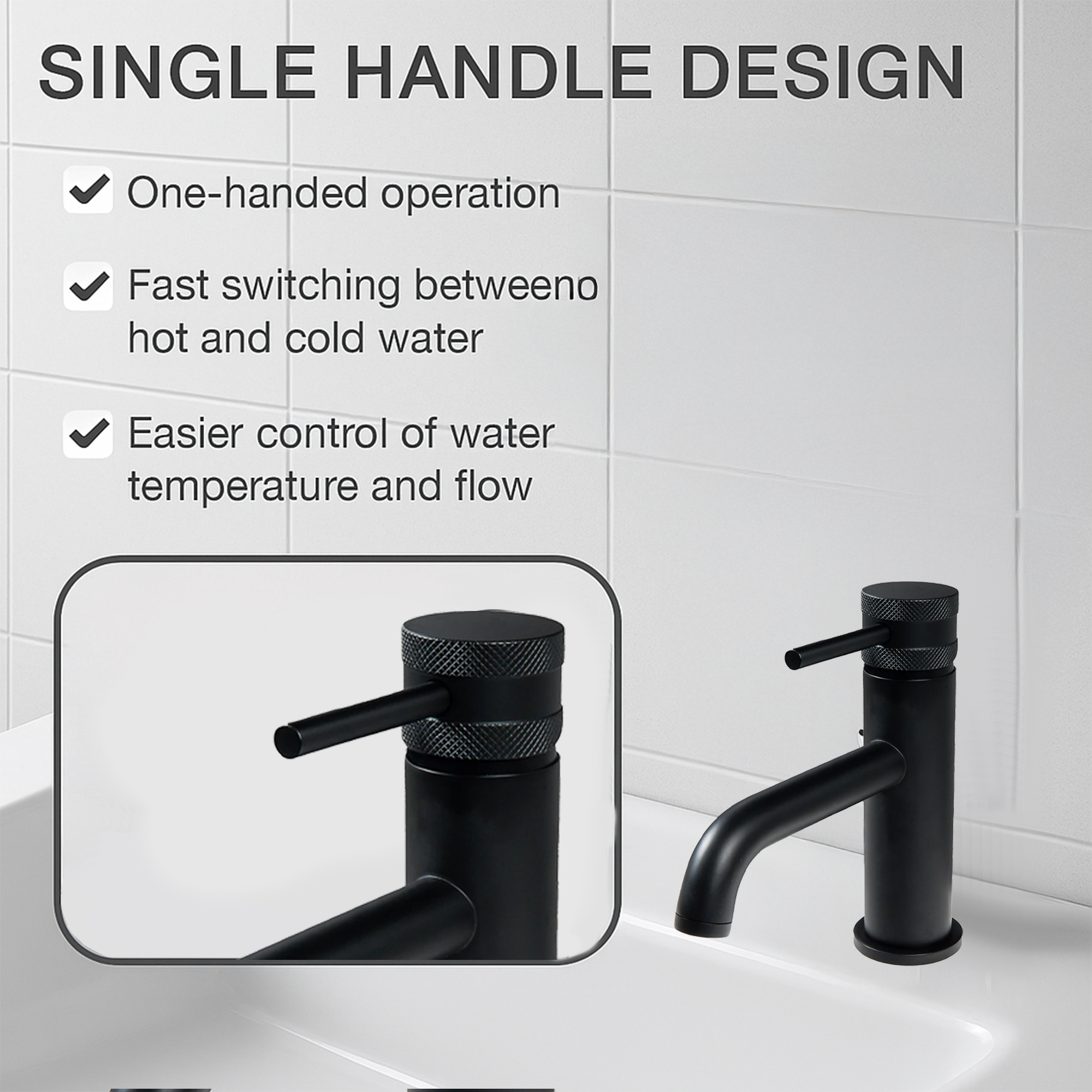 Round Mono Basin Mixer Tap – Matte Black Finish