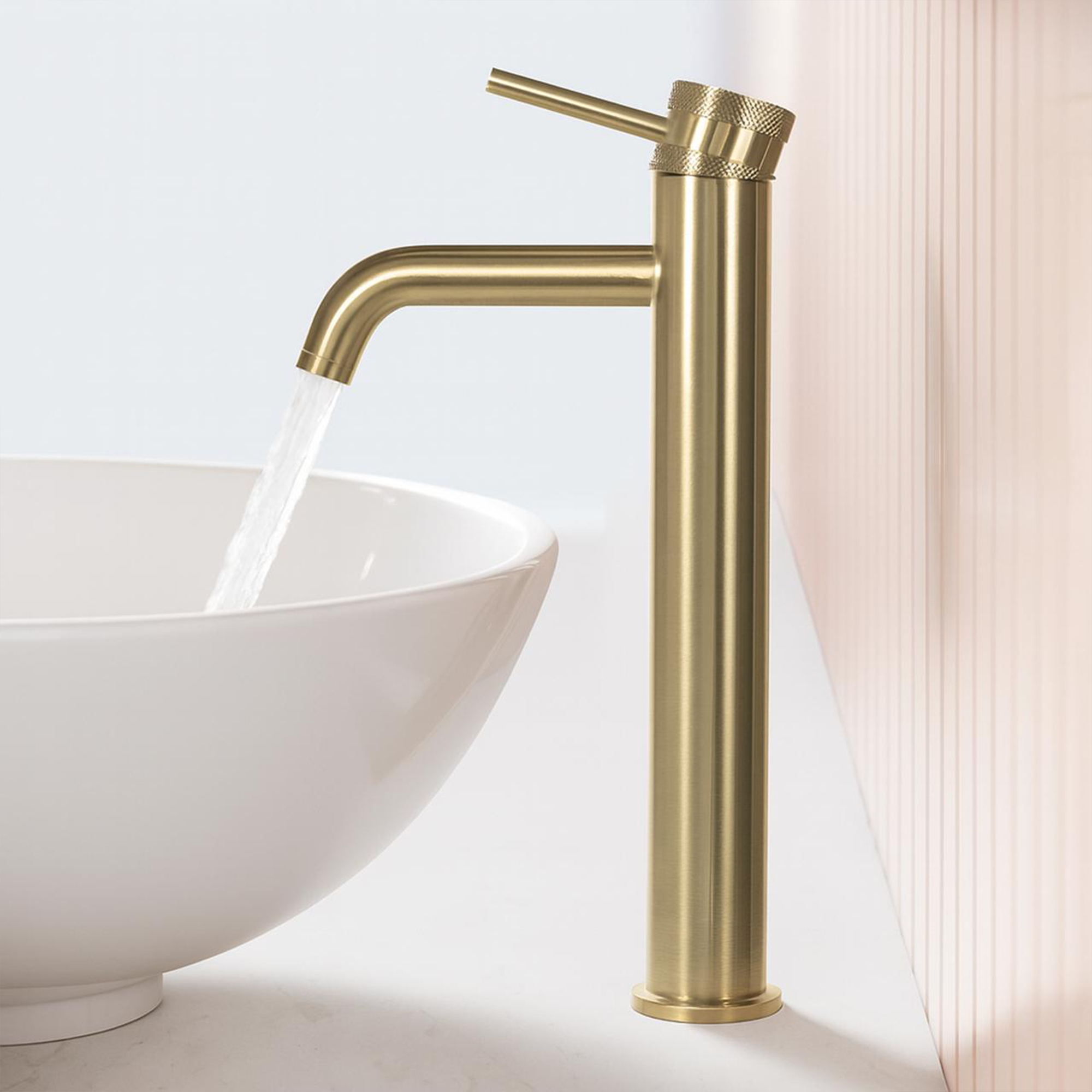 Round Tall Basin Mixer Tap Gold Finish – Solid Brass