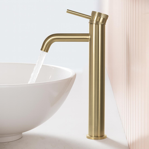 Round Tall Basin Mixer Tap Gold Finish – Solid Brass