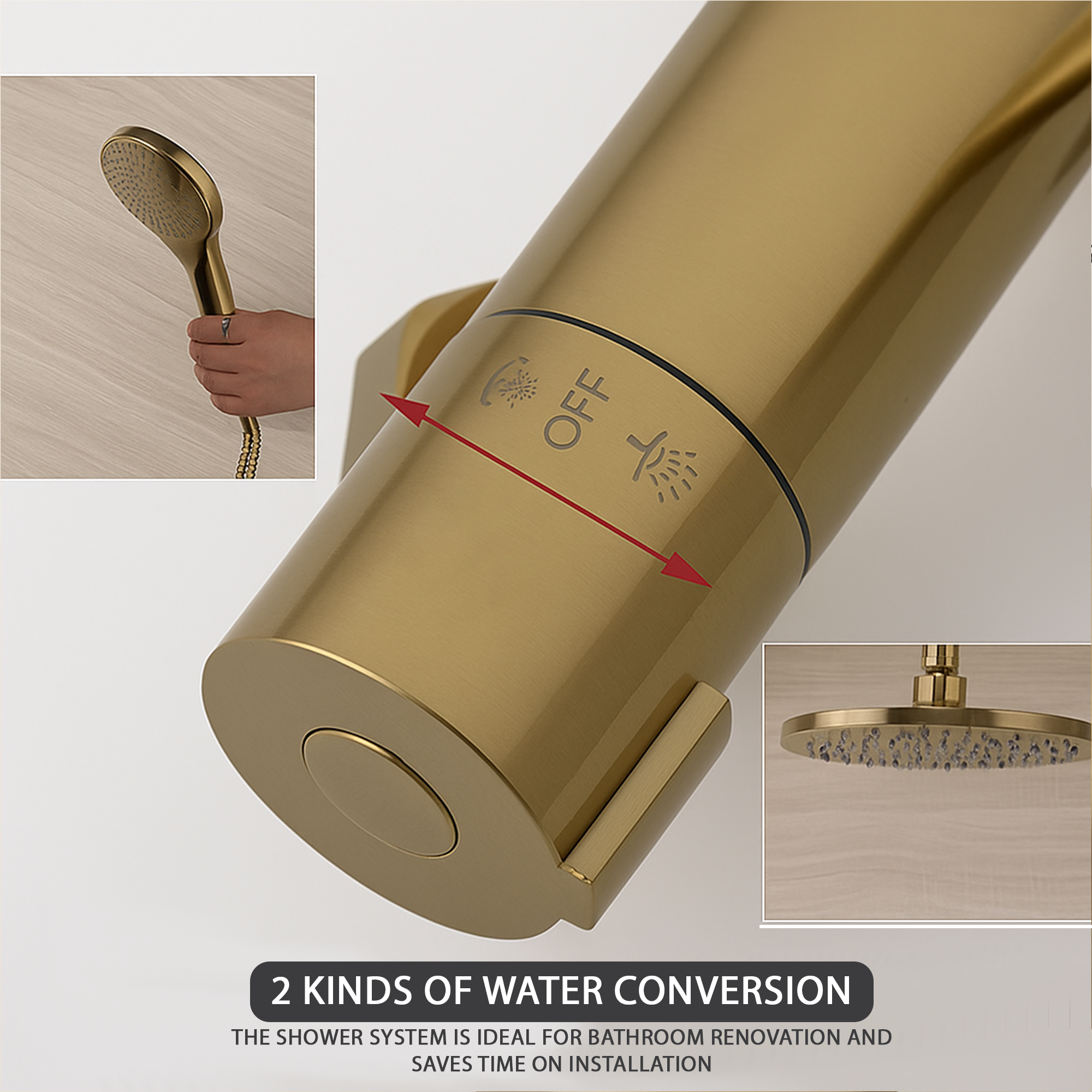 Modern Round Thermostatic Shower – Brass