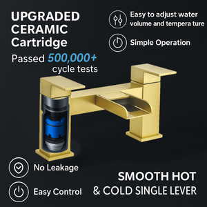ARKO Waterfall Bath & Basin Mixer Tap Set – Brass Finish