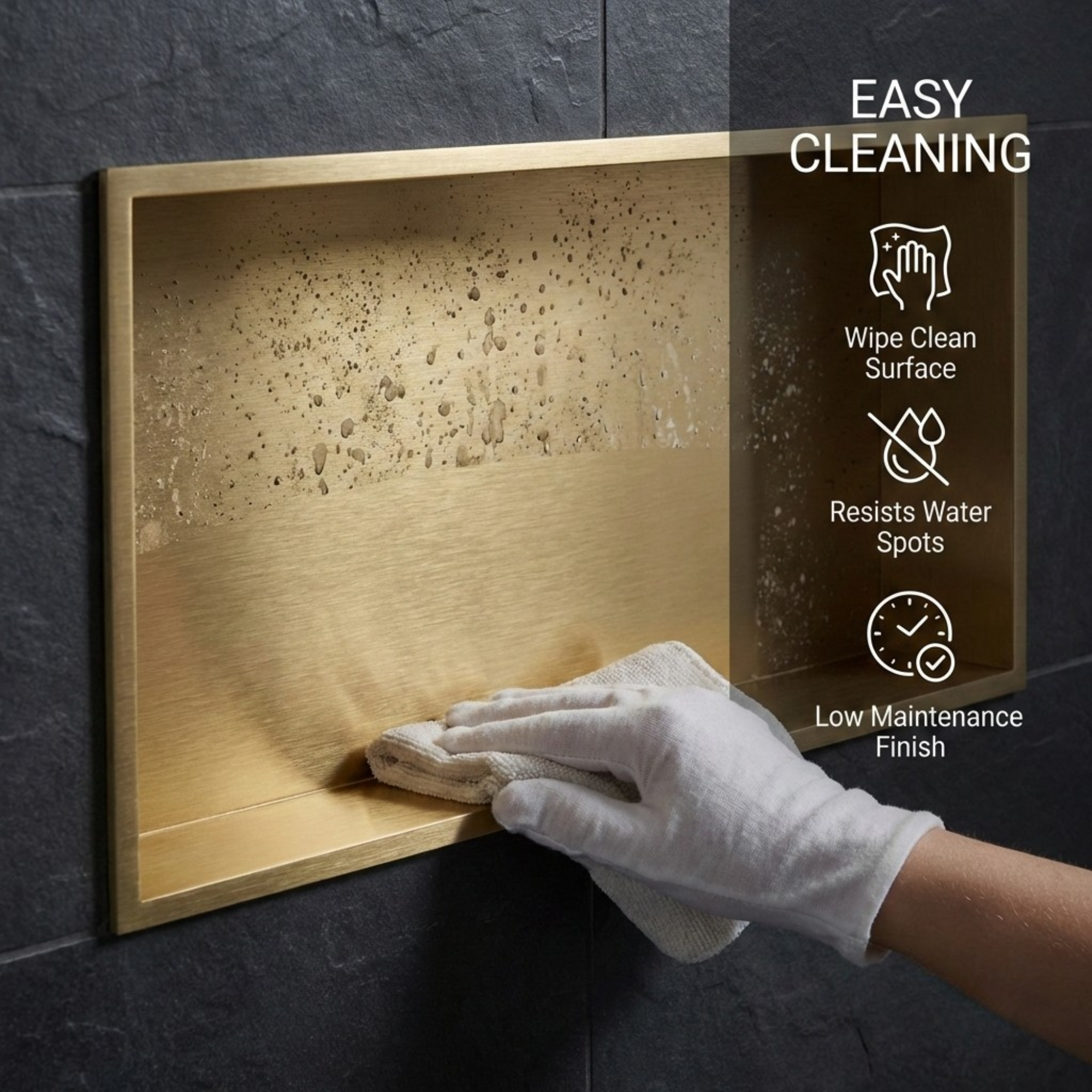 ARKO Shower Niche with LED Light Wall Insert, Bathroom Shower Storage Shelf, Brass