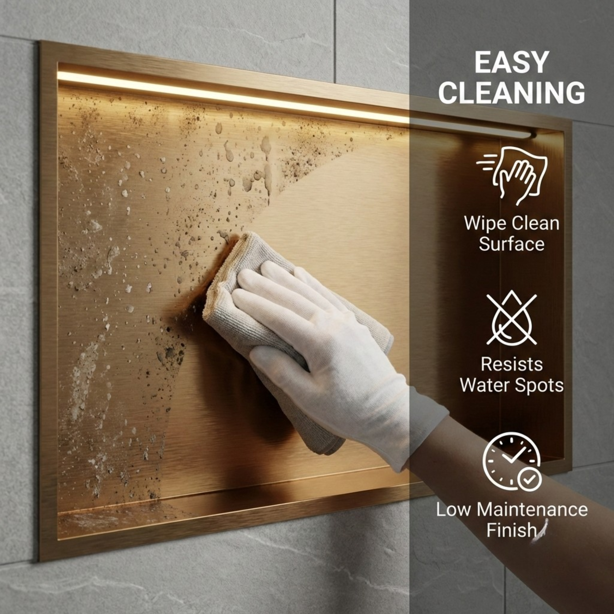 ARKO Shower Niche with LED Light Wall Insert, Bathroom Shower Storage Shelf, Bronze