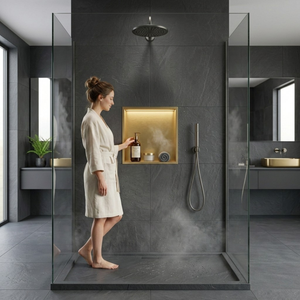 ARKO Shower Niche with LED Light Wall Insert, Bathroom Shower Storage Shelf, Brass
