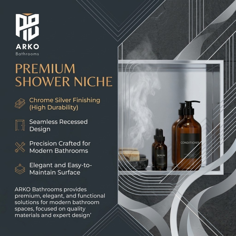 ARKO Stainless Steel Shower Without led Niche Wall Insert, Bathroom Shower Storage Shelf, Bronze