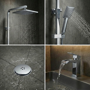 Arko Bathroom Waterfall Mixer Shower & Basin Mixer Tap Sets with Bath Shower Waste – Chrome