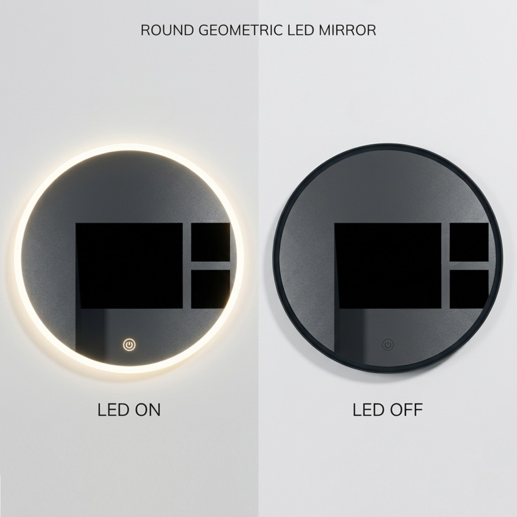Arko Bathroom Mirror with LED Lights 600x600mm - Wall Mounted Vanity Large Round Mirror - Illuminated LED mirror