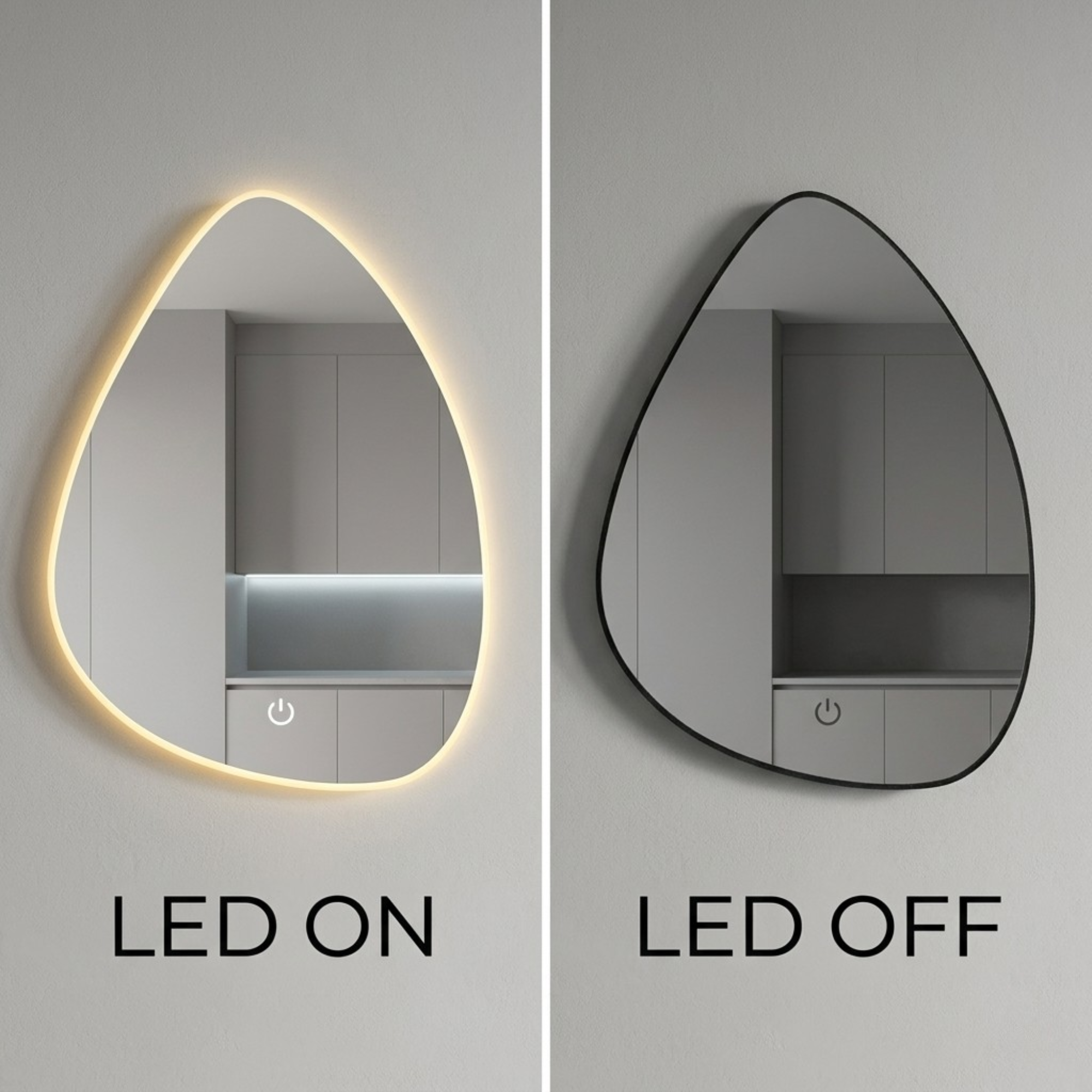 Arko Bathroom Teardrop LED Mirror with Lights 500x700mm - Wall Mounted Vanity Mirror -Bathroom mirror Illuminated LED mirror