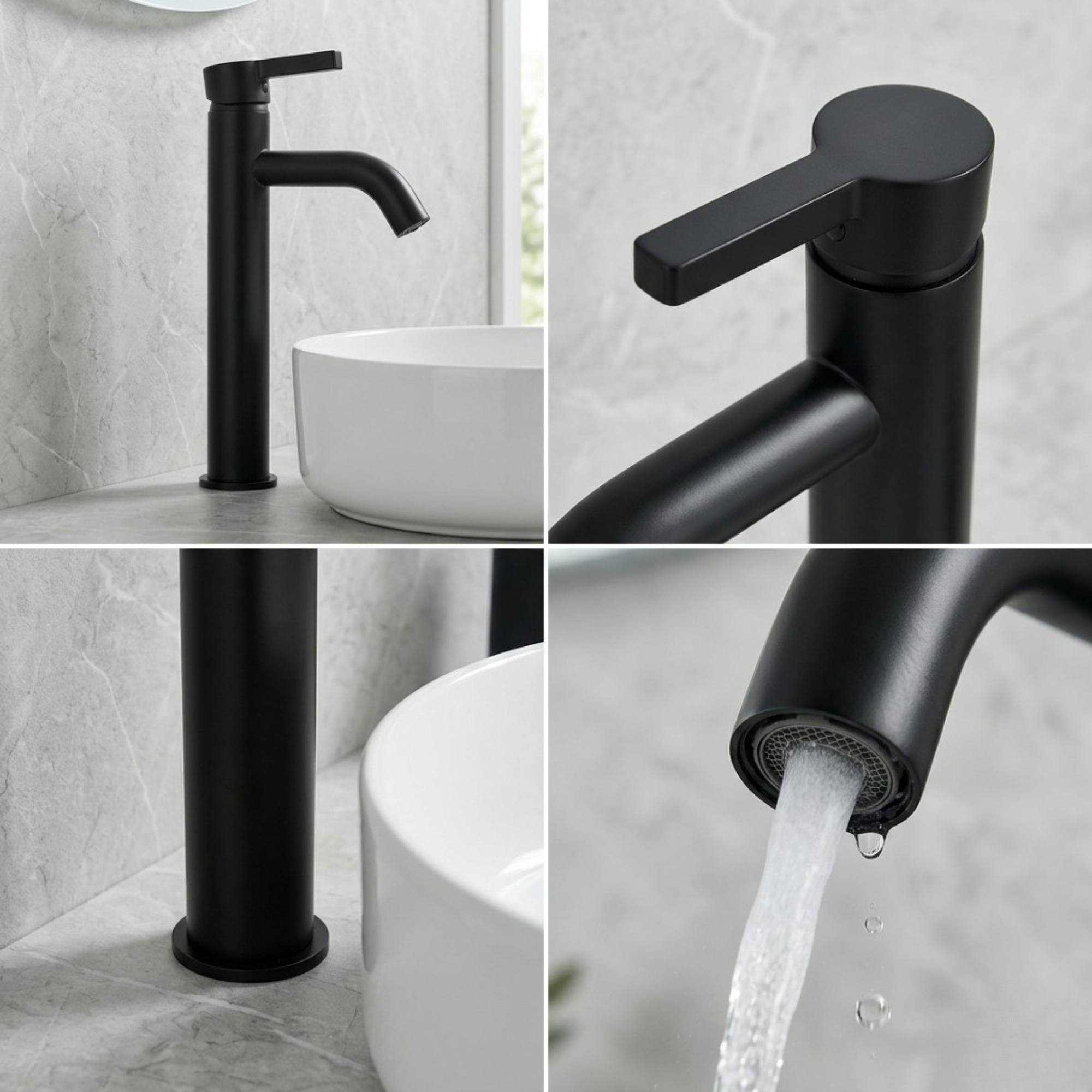 Arlo Round Tall Basin Mixer Tap Black