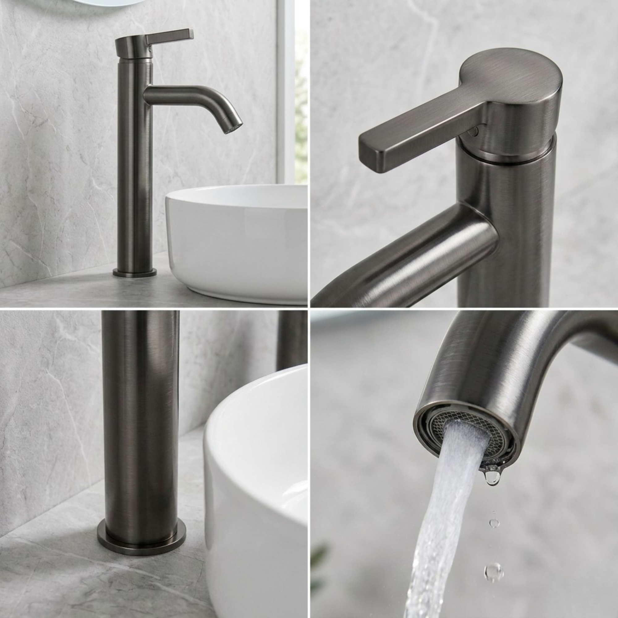 Arlo Round Tall Basin Mixer Tap Gunmetal