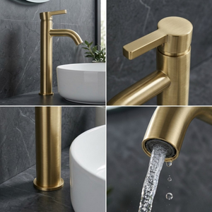 Arlo Round Tall Basin Mixer Tap Brass