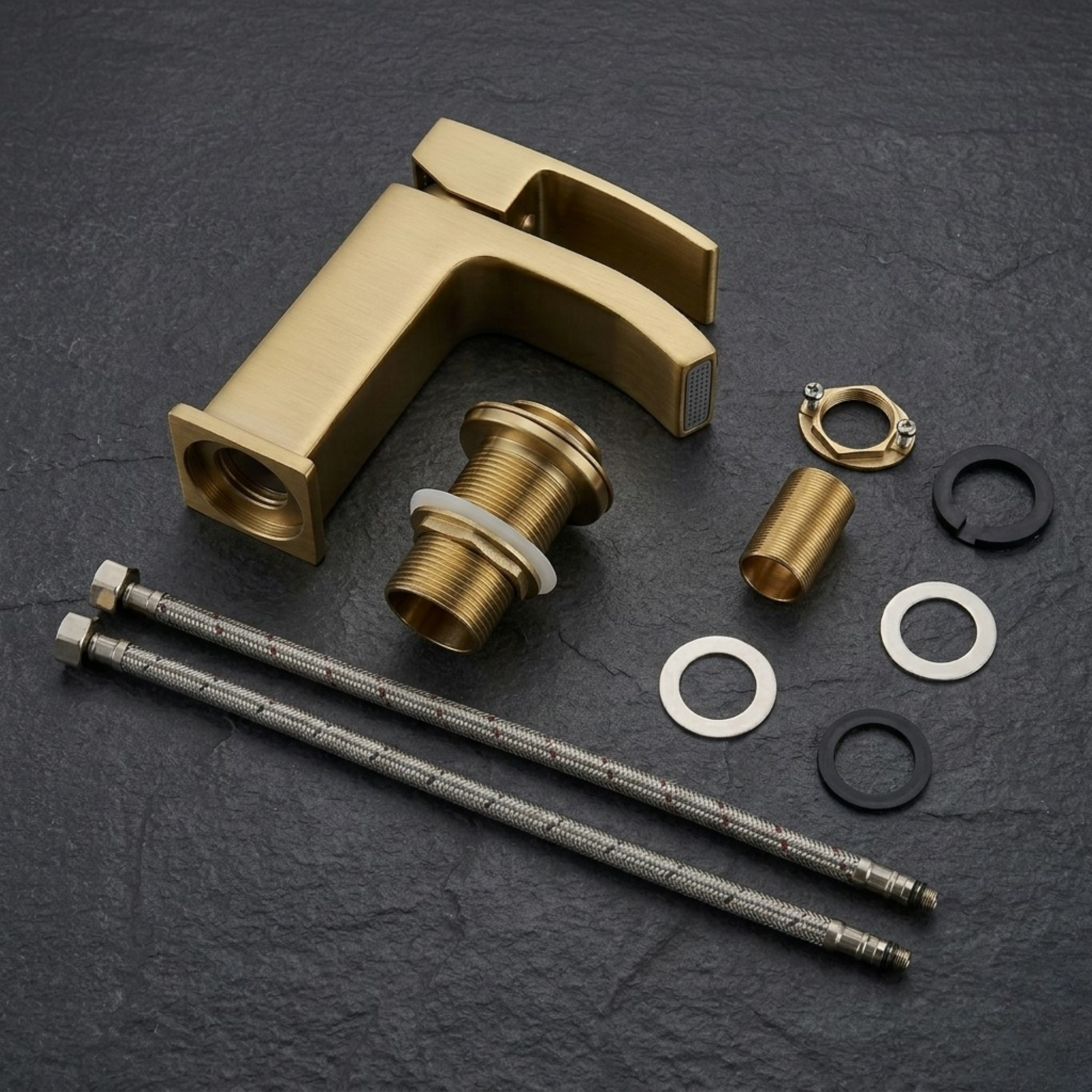 Vista Brass Square Basin Mixer Tap Brass