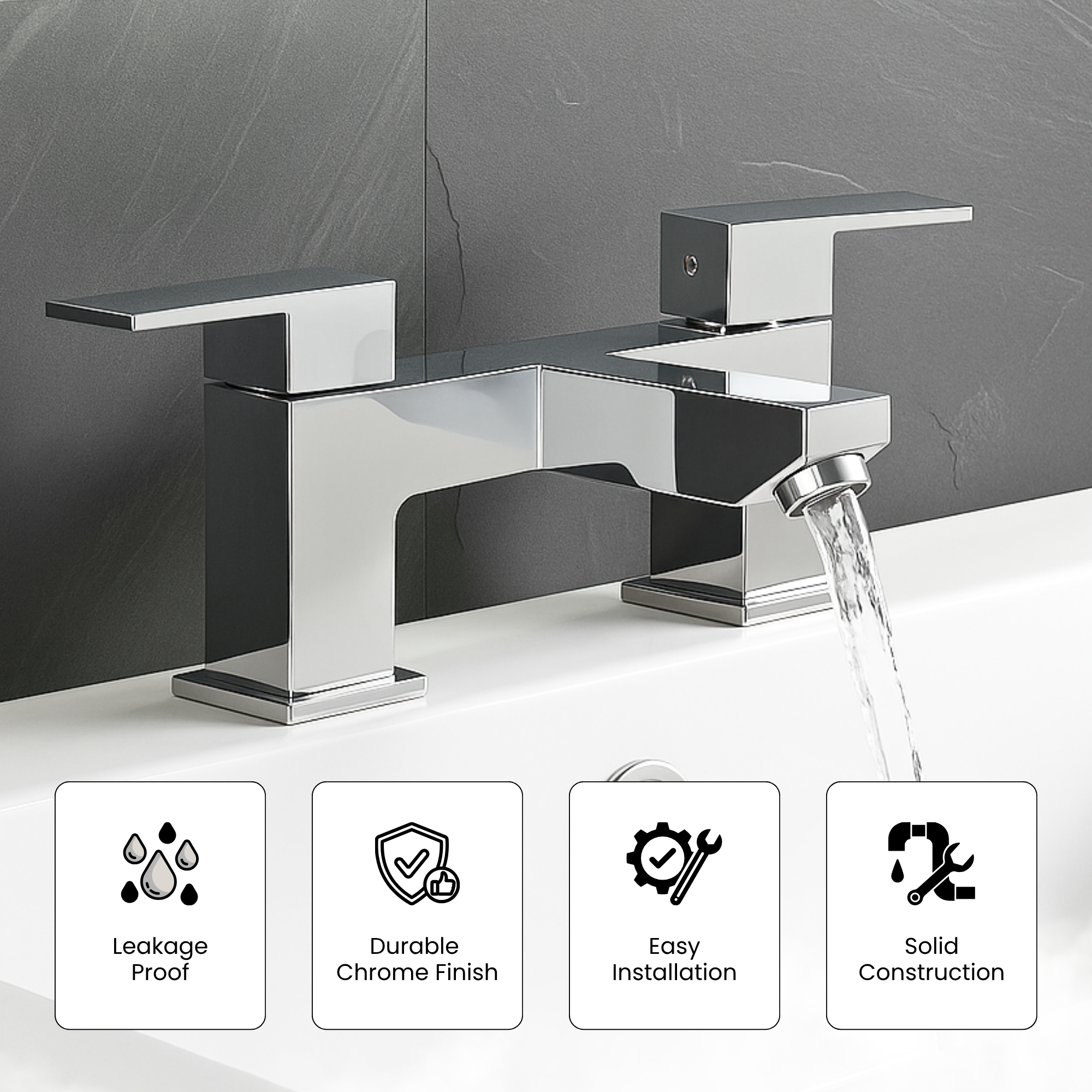 Arko Verda Bath and Basin Mixer Tap with Bath Waste Set - Chrome