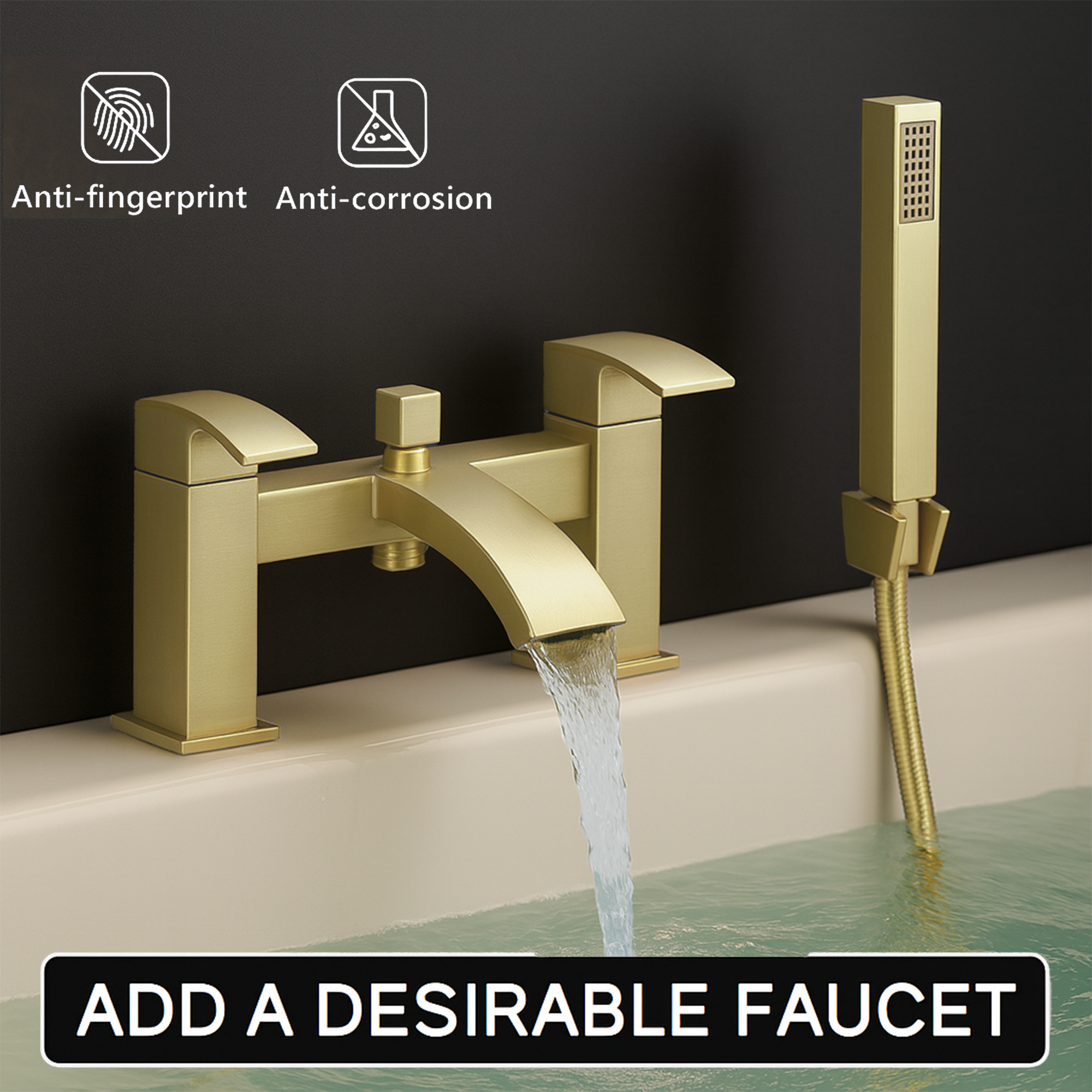 ARKO Vista Bath Shower & Basin Mixer Tap Set – Brass
