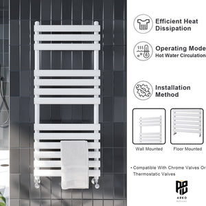 Arko Heated Towel Rail – 500 x 800mm – Straight Bars –White