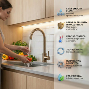 Arko Manhattan Single Lever Kitchen Sink Mixer Tap Swivel Spout - Bronze