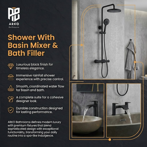 ARKO Capri Bath Filler & Mixer Shower Set - Black