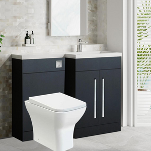 Arko Tana 1100mm Bathroom Vanity Unit Set Basin Sink Toilet WC Right Hand Furniture Storage - Anthracite