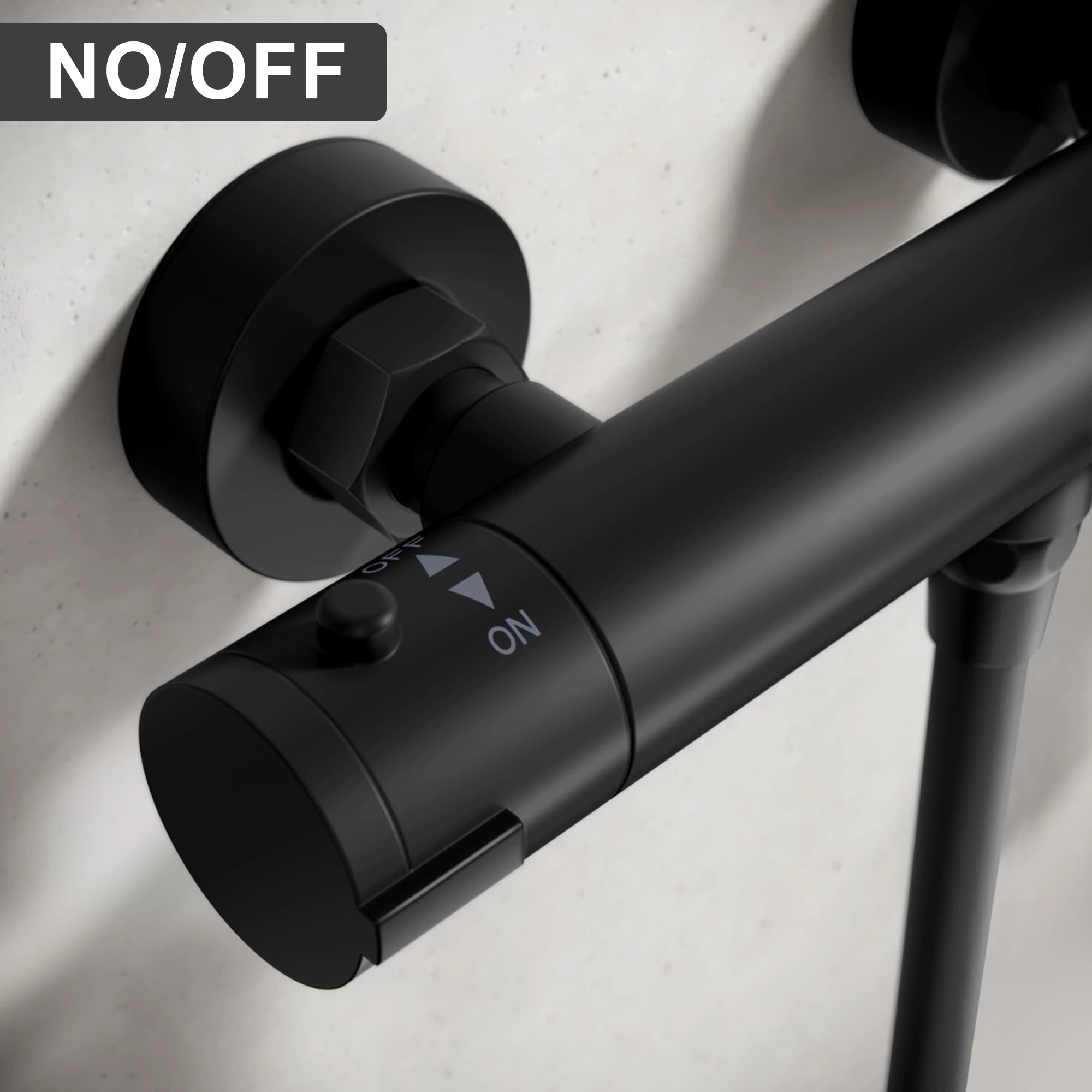 Arko Thermostatic Shower Mixer with Adjustable Riser Kit Exposed Round Shower – Black