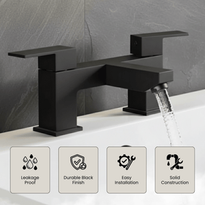 ARKO Verda Brass Bath & Basin Mixer Tap Set – Black