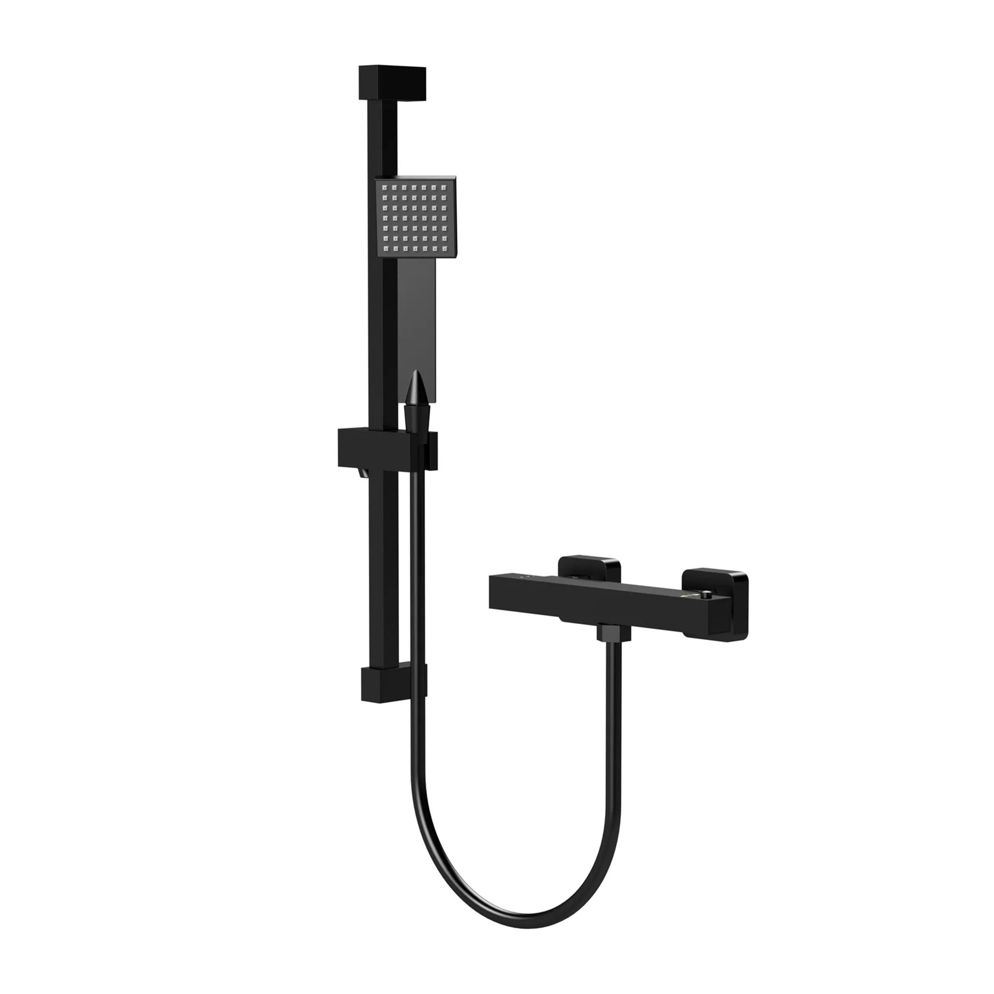 Arko Thermostatic Shower Mixer with Adjustable Riser Kit Exposed Square Shower –Black