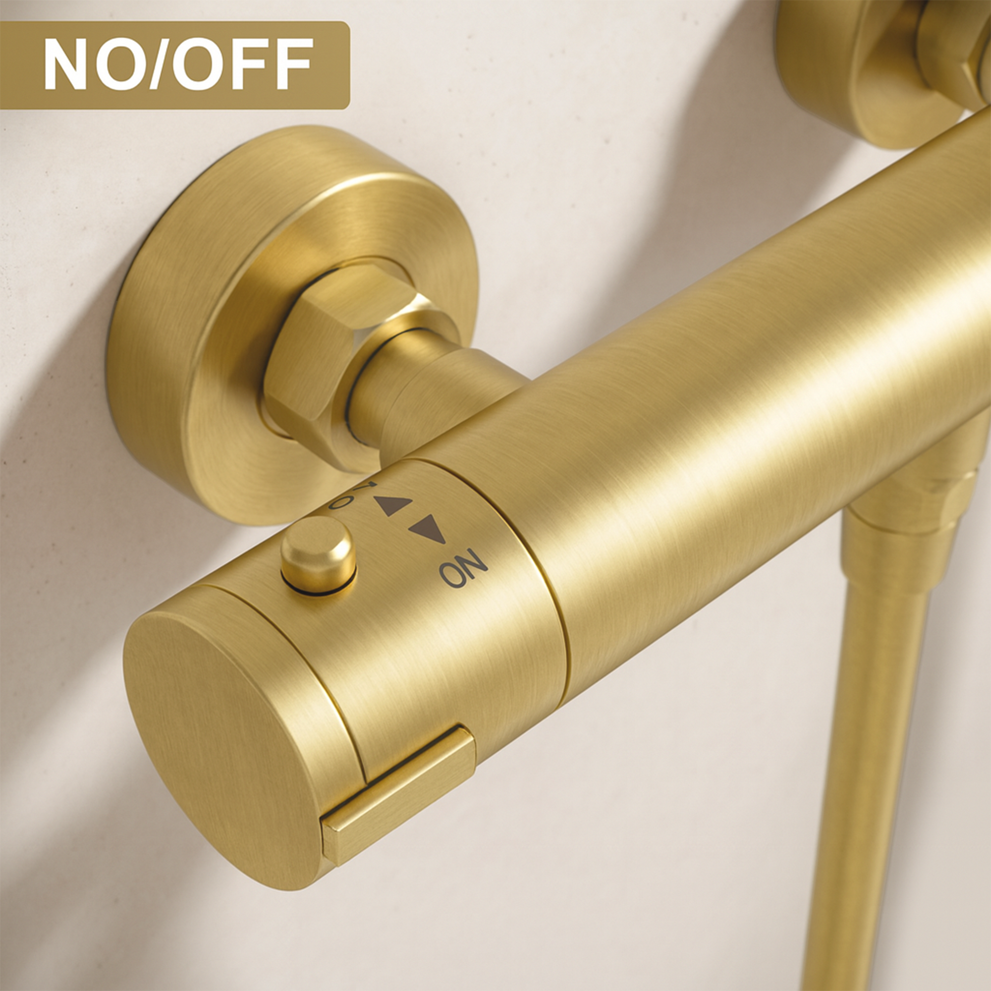 Arko Thermostatic Shower Mixer with Adjustable Riser Kit Exposed Round Shower – Brass