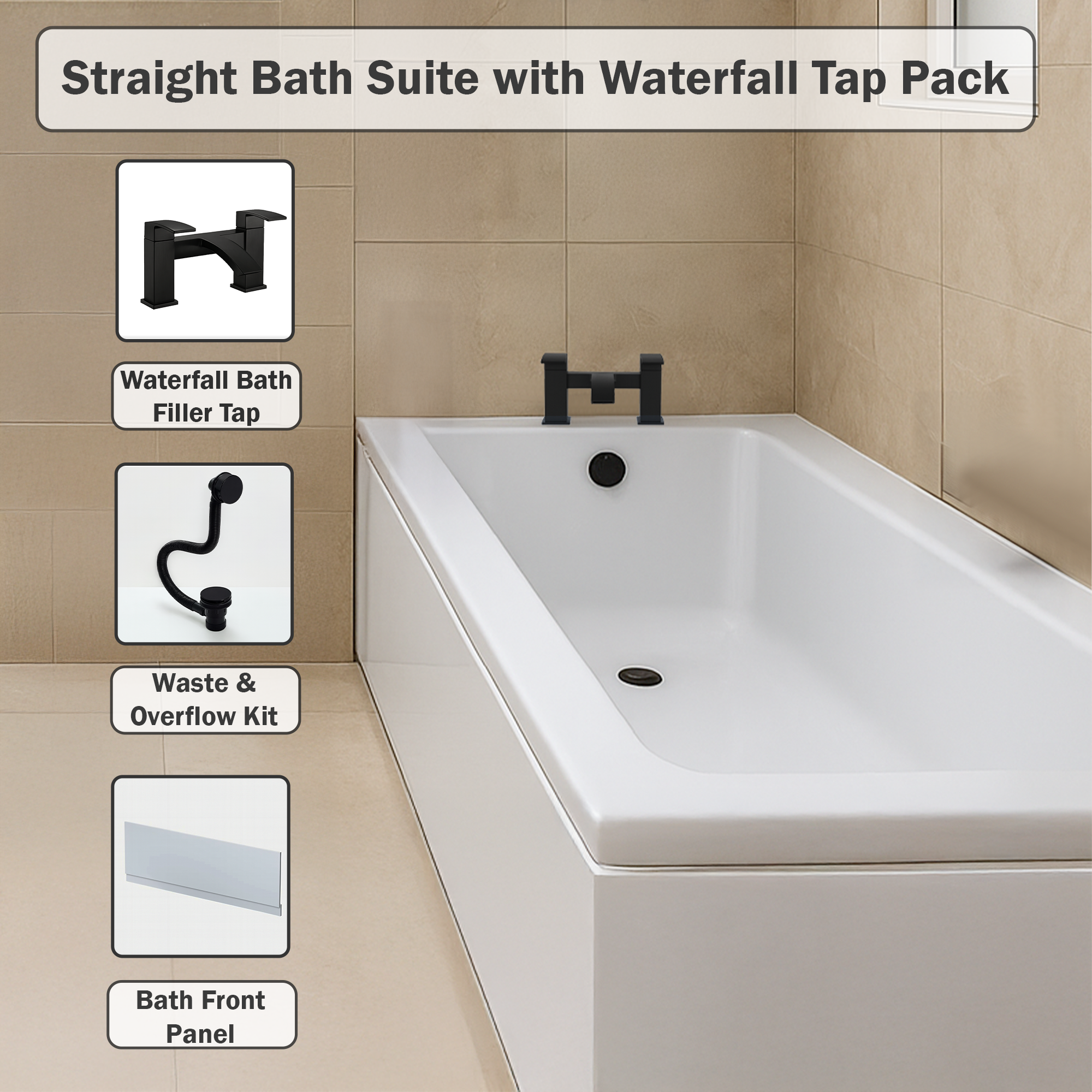 Arko Vista Complete Bathroom Suite -  Black