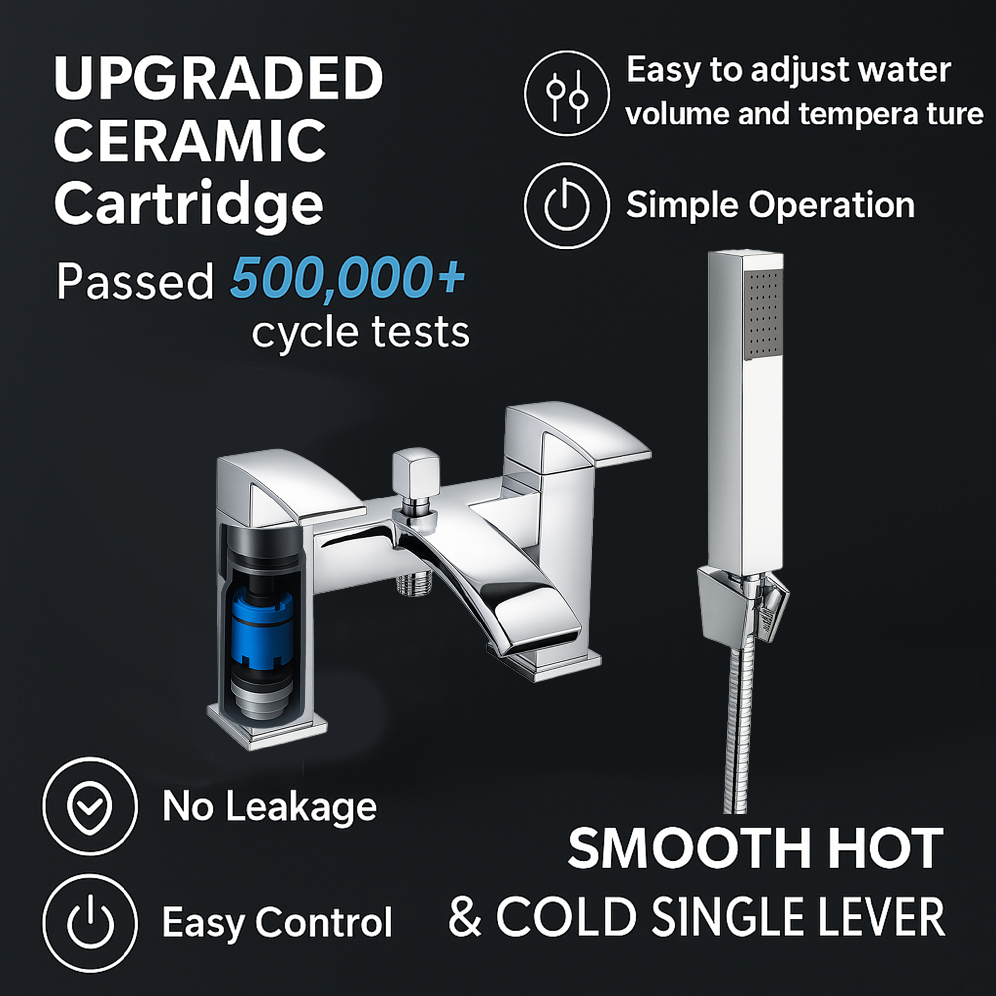 Arko Vista Basin Mixer Tap & Bath Shower Set with Bath Waste – Chrome