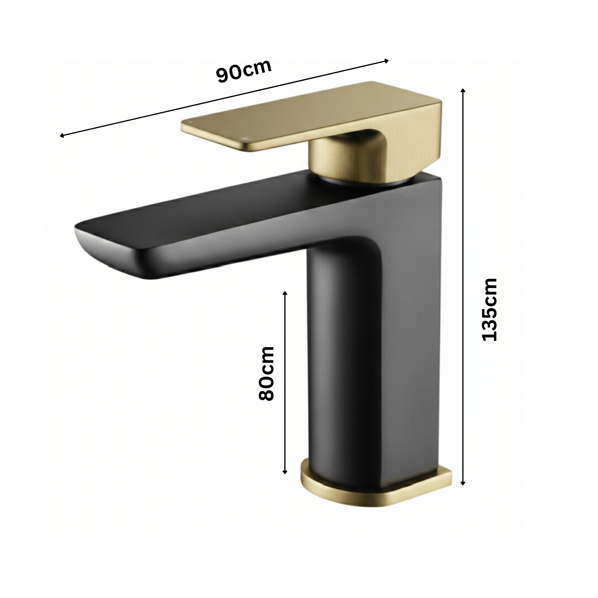 ARKO Square Basin Mixer Tap, Black&Brass – Stylish Bathroom Sink Faucet with Single Lever