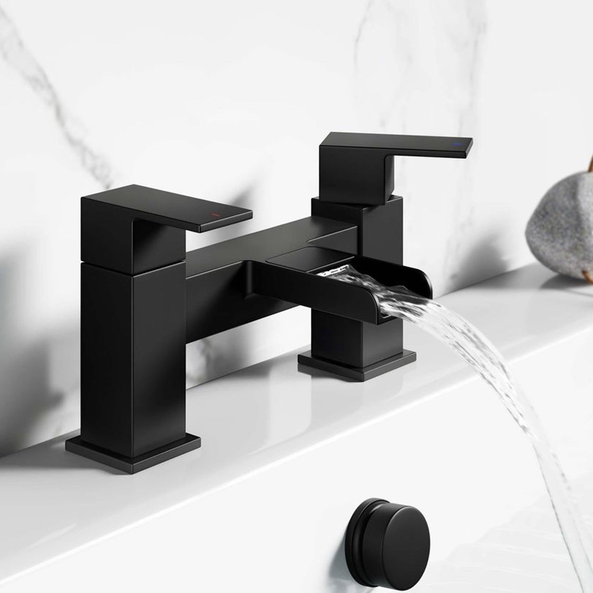 Waterfall Bath Shower Mixer Tap with Shower Kit – Black