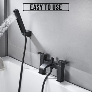 Vista Modern Black Bath Shower Mixer with Shower Kit – Matte Black