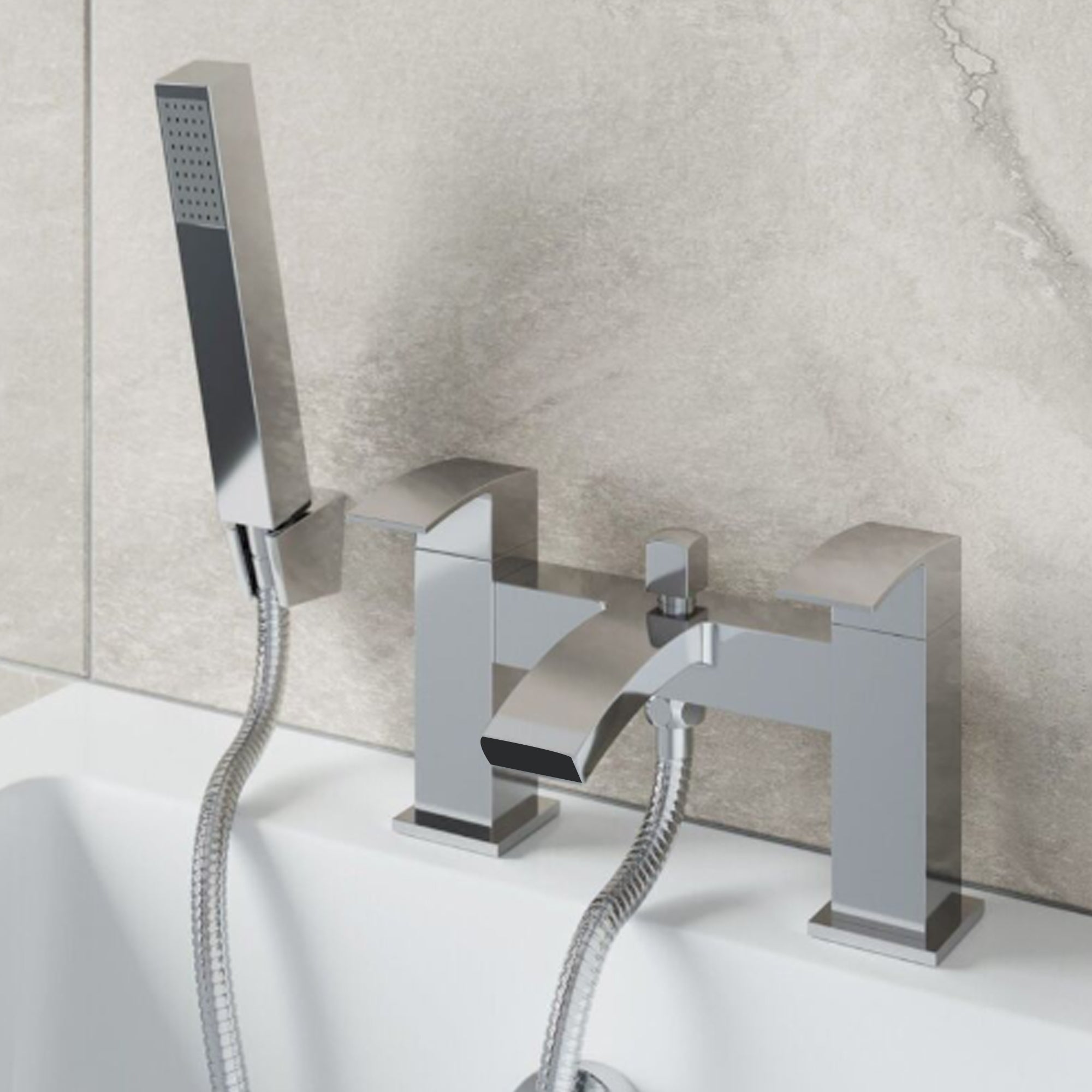 Vista Modern Bath Shower Mixer Tap with Shower Kit – Chrome